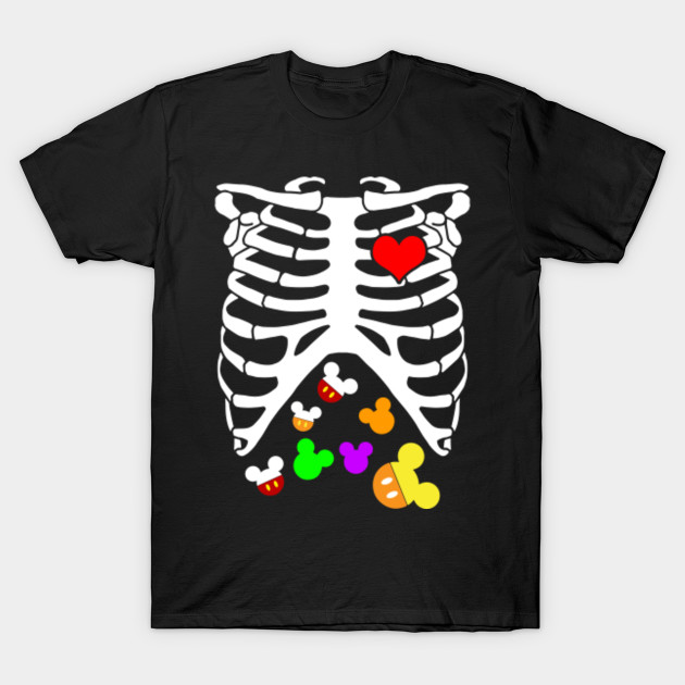 Halloween Skeleton Heart of a Mouse Candies T-Shirt-TOZ